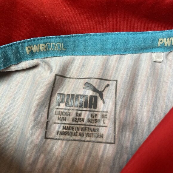 PumaDry Cell Golf Polo Mens Medium Performance PWRCool Red Blue Striped - Picture 6 of 7
